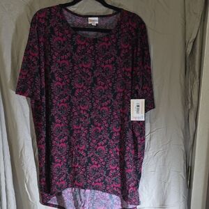 LuLaRoe Black and Pink Patterned Blouse